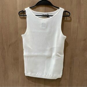 Miu Miu Cream Ribbed Tank Top